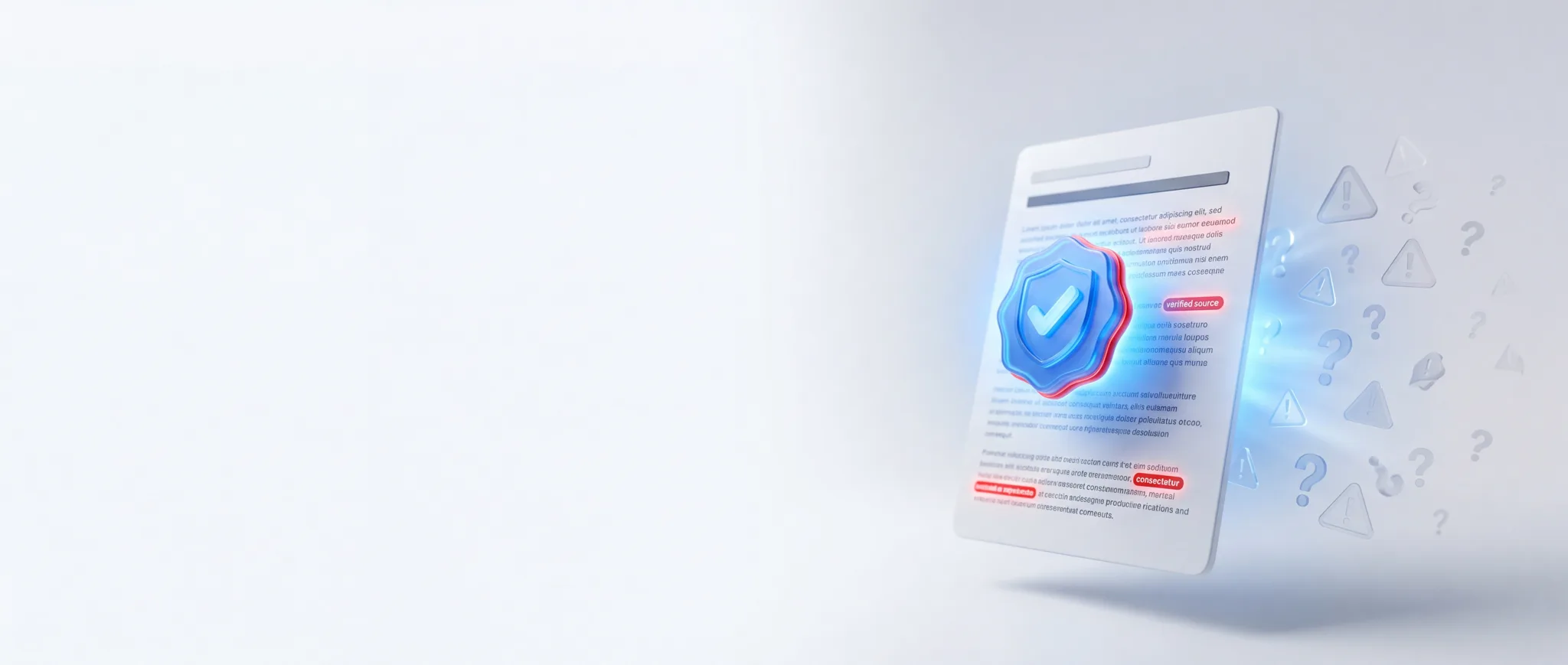 Editorial article with verified source badge, doubt icons dissolving — crypto link building by PressHERO