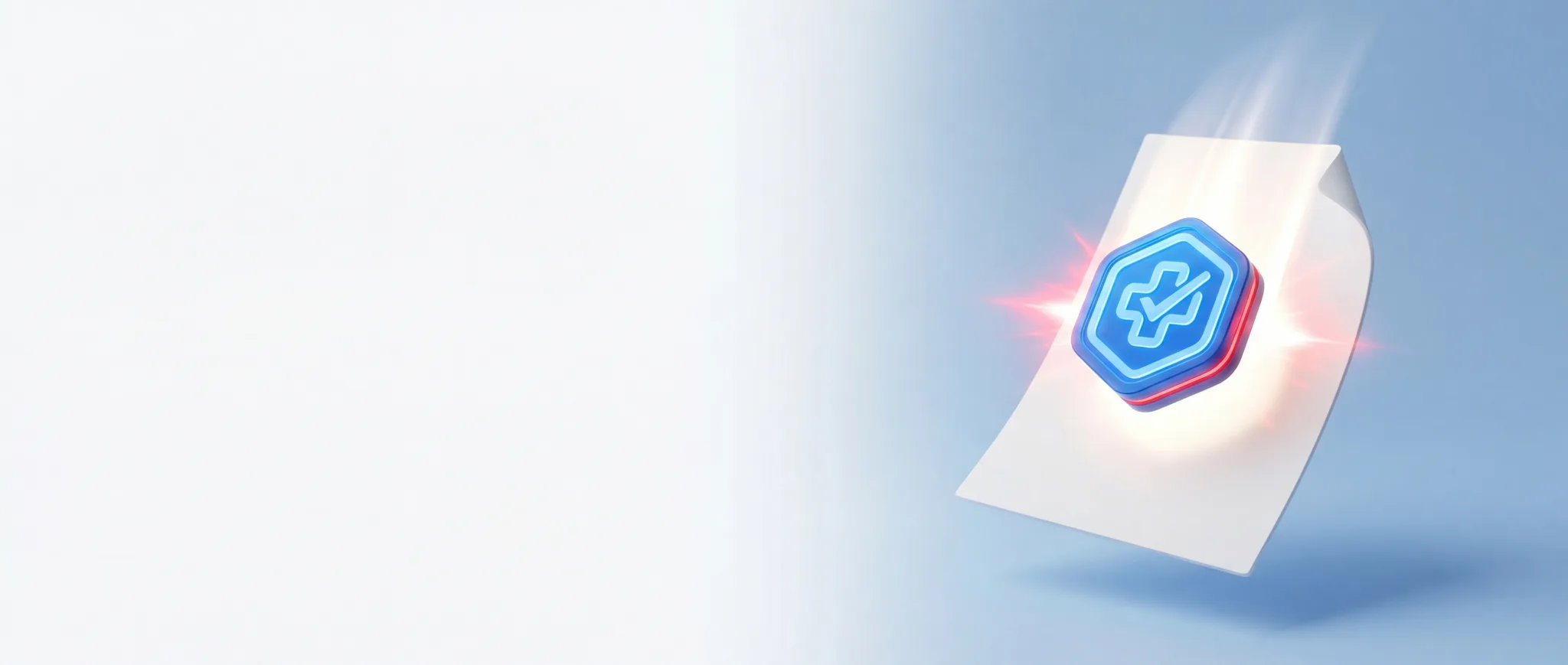 Trust seal being placed on a glowing document — healthcare link building by PressHERO